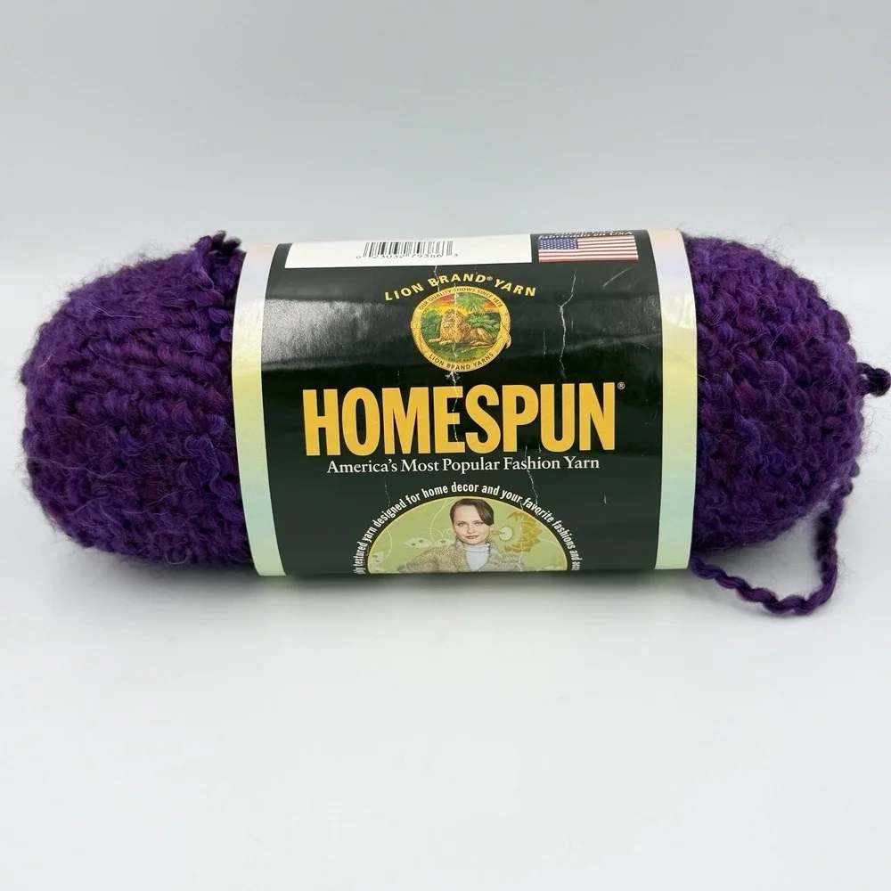 Lion Brand Homespun Yarn Grape 386 Purple Bulky 5 Textured 6 oz 185 Yards USA
